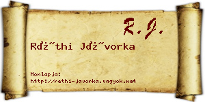 Réthi Jávorka névjegykártya